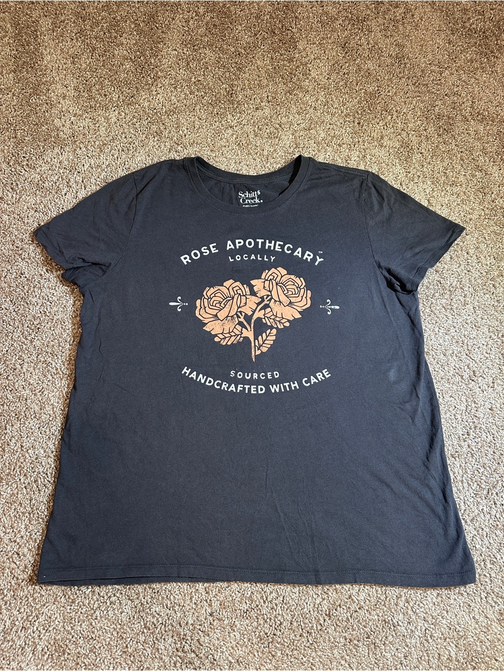 Rose Apothecary Black Short Sleeve Tee with Floral Graphic